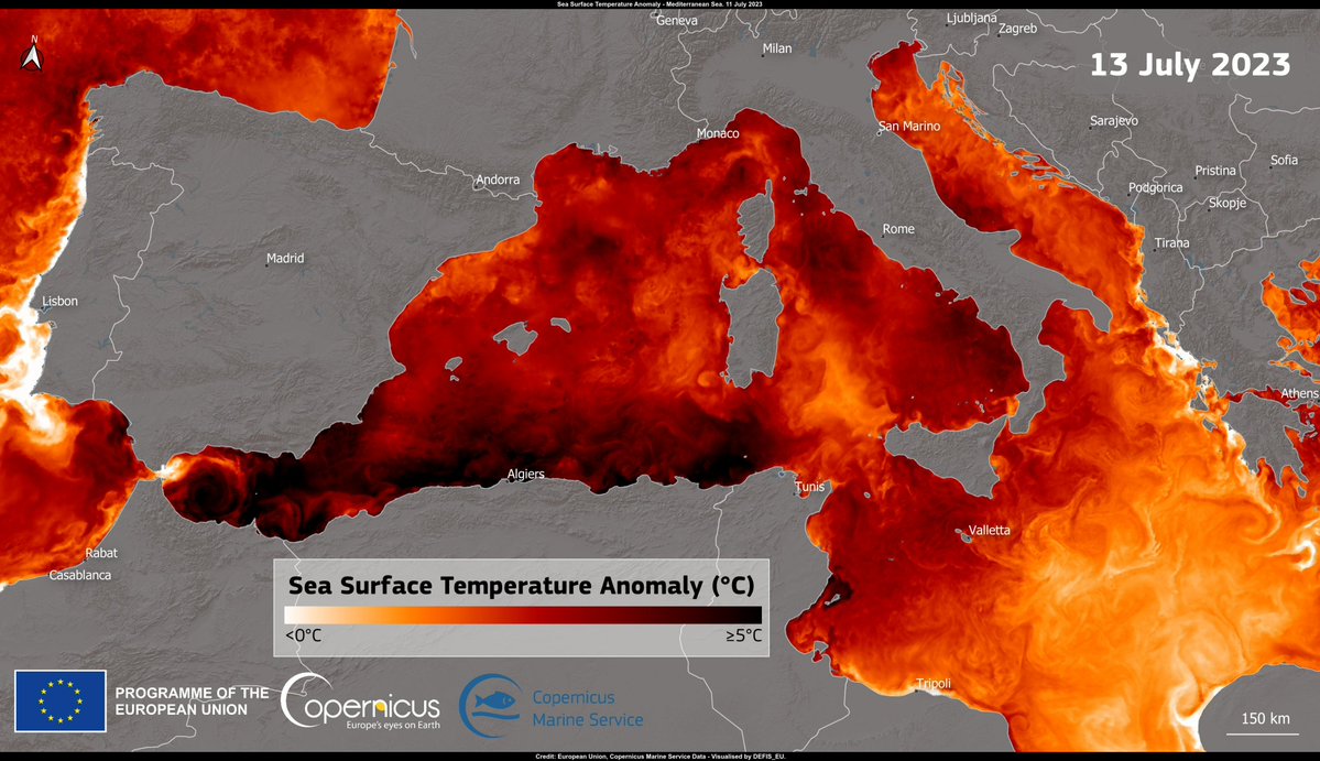 mediterranean water temperature map