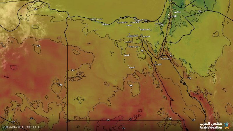 درجات الحرارة المتوقعة في مصر اليوم الثلاثاء 18-6-2019