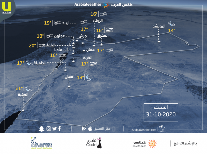 الليلة ارتفاع ملحوظ على نسب الرطوبة وضباب م توقع في بعض المناطق وانخفاض ملموس على الحرارة غدا مع اجواء غير مستقرة طقس العرب طقس العرب