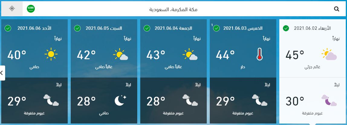 درجه حراره مكه